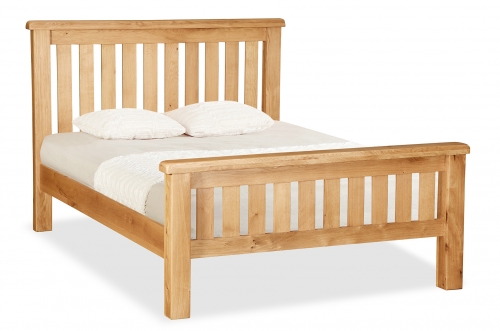 Country Rustic Waxed Oak 4'6 Double Slatted Bed