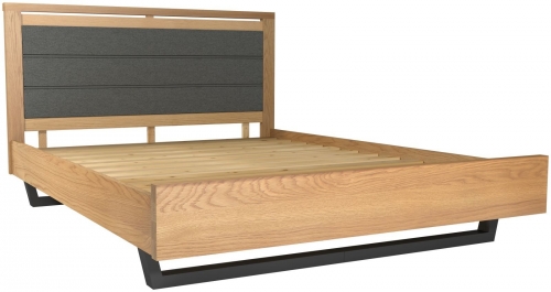 Telford Industrial Oak 4'6 Double Upholstered Bed