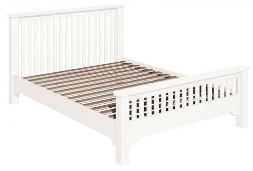 Ascot White 4'6 Double Slatted Bed