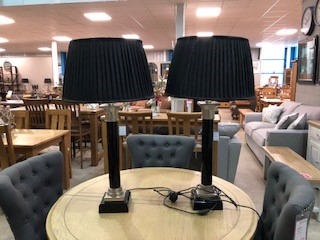 Black Lamp with Pleated Black Shade