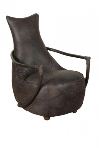 Industrial Easy Chair - Grey Leather