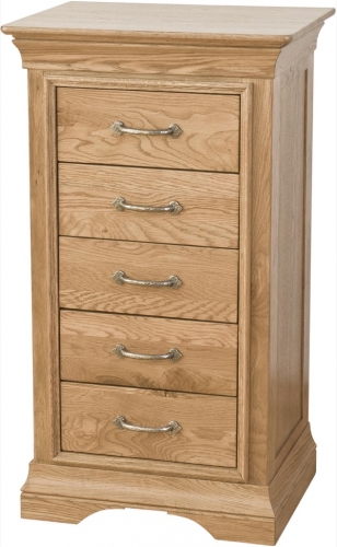 Rochelle French Oak 5 Drawer Tall Chest
