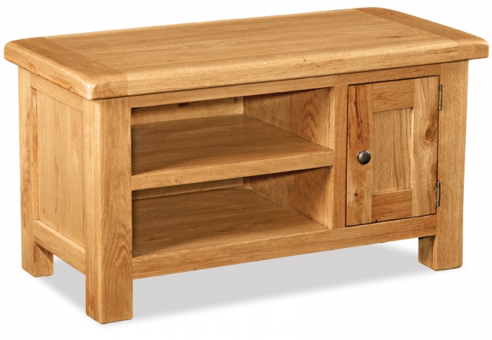 Country Rustic Waxed Oak Small Tv Unit