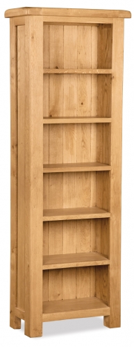 Country Rustic Waxed Oak Tall Slim Bookcase