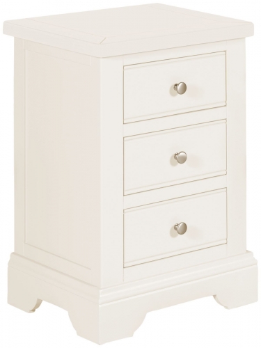 Ascot White 3 Drawer Bedside