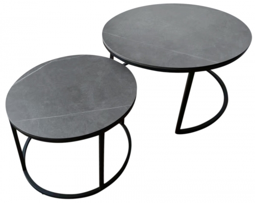 Brimstone Dark Occasional Round Nest of Coffee Tables