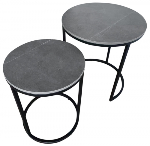 Brimstone Dark Occasional Round Nest of Lamp Tables