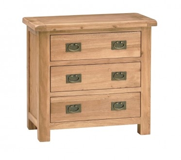 Country Rustic Waxed Oak 3 Drawer Chest