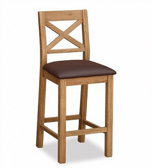 Country Rustic Waxed Oak Bar Stool