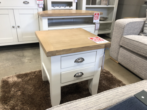 Thornton Painted White With Oak Top Lamp Table Furniture Traders