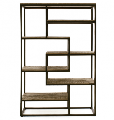 Industrial Mango Wood Bookcase Tall Wide Furniture Traders Of