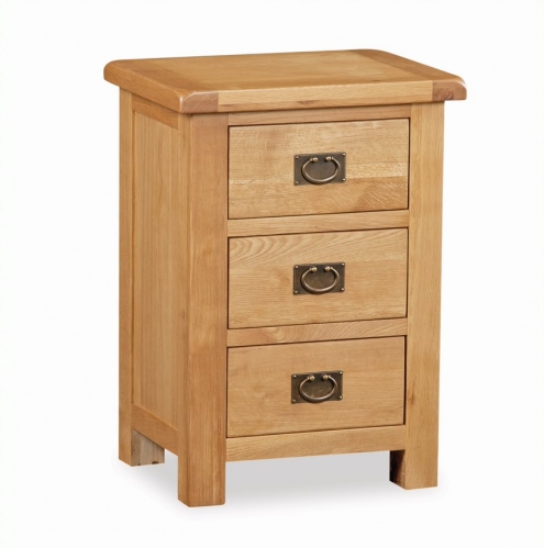 Country Rustic Waxed Oak Wide Bedside