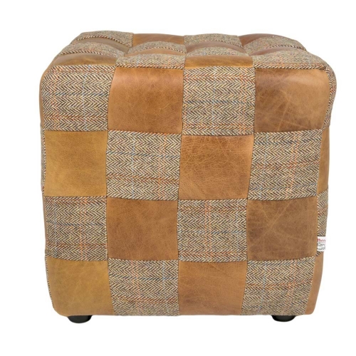 Heritage Patchwork Footstool - Gamekeeper & Leather FT