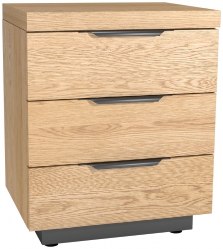 Telford Industrial Oak 3 Drawer Bedside