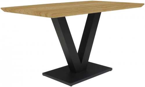 Manhattan Industrial Small Fixed Top Dining Table - Oak finish