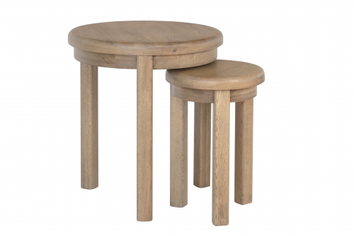 Milby Oak Round Nest of Tables