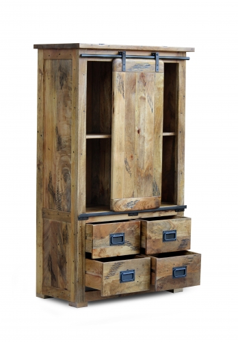Jaipur Mango Wood Display Cabinet With Drawers