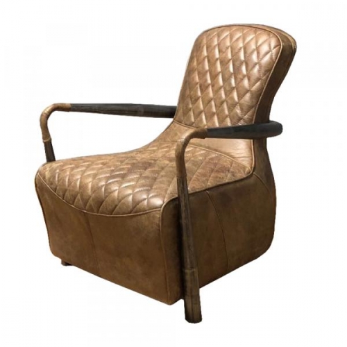 Industrial Snug Chair - Brown Leather