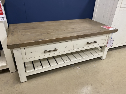 Armsgill Distressed Timber Coffee Table With Drawers