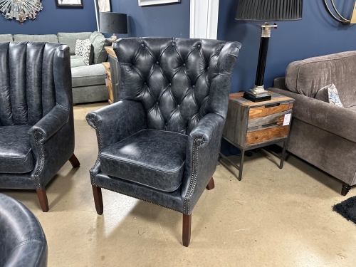 Heritage Churchill Wing Chair- Black Leather