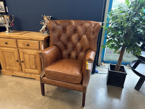 Heritage Churchill Wing Chair - Brown Leather