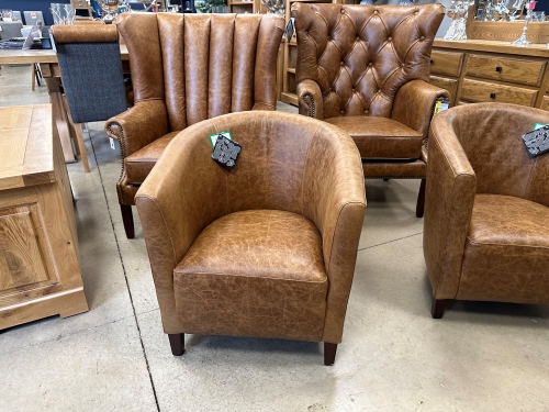 Heritage Tub Chair - Brown Leather