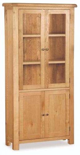 Country Rustic Waxed Oak Display Cabinet