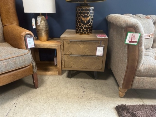 Detroit Parquet Oak 2 Drawer Side Table