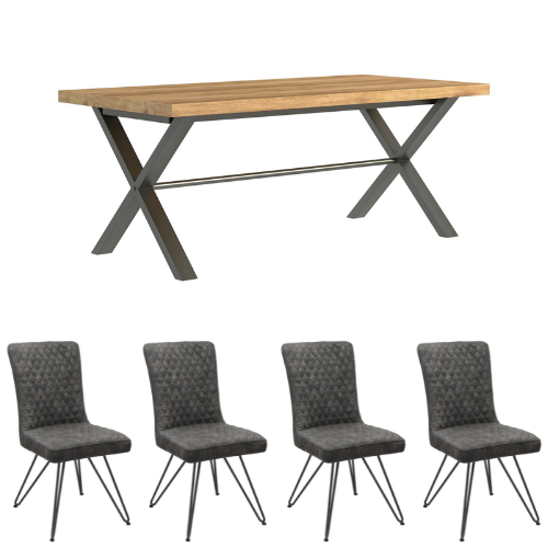 Telford Industrial Oak Small Table & 4 Chairs