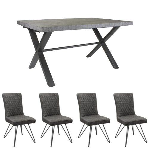 Telford Stone Effect Small Table & 4 Chairs