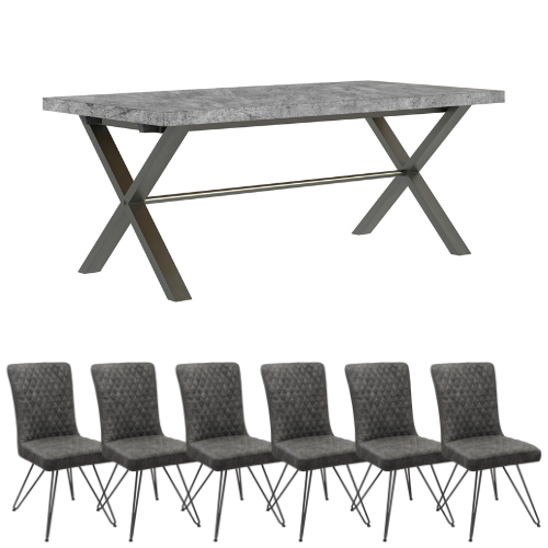 Telford Stone Effect Large Table & 6 Chairs