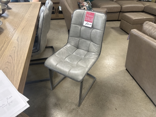 Heritage Industrial Dining Chair- Grey leather