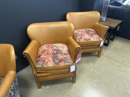 Oscar Tub Chair - Coral Velvet & Leather