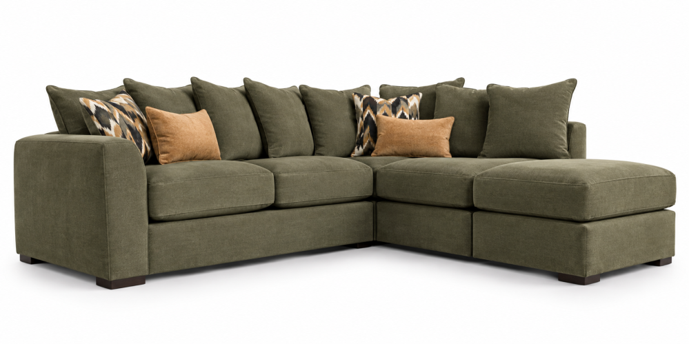Filey Fabric Corner Chaise W/ Storage Stool
