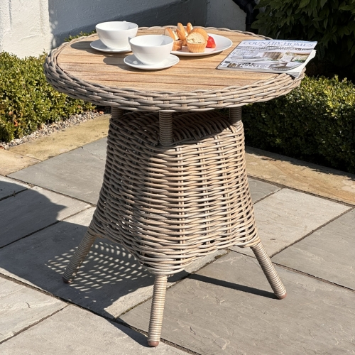 Naples Outdoor Bistro Table W/ Wooden Top