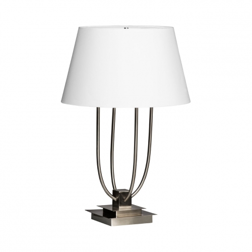 Regents Park White Shade Satin Nickel Table Lamp