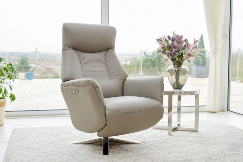 Sorrento Leather Recliner Chair with Integrated Footstool