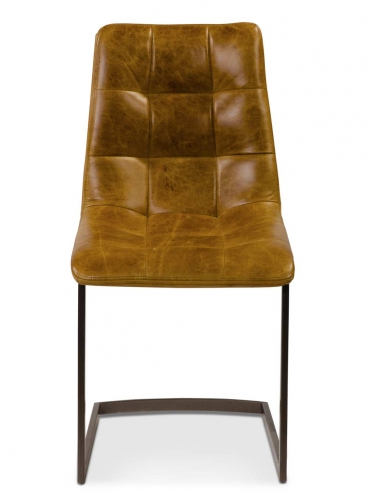 Heritage Industrial Dining Chair- Brown leather