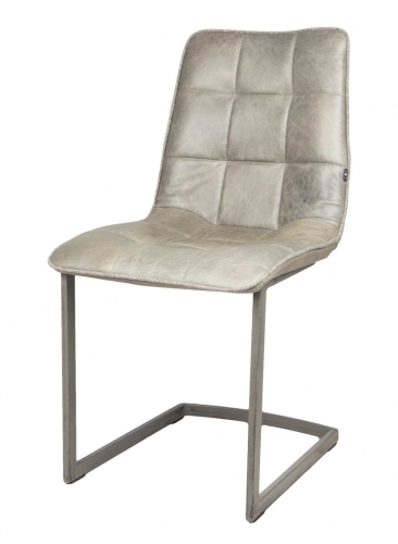 Heritage Industrial Dining Chair- Grey leather