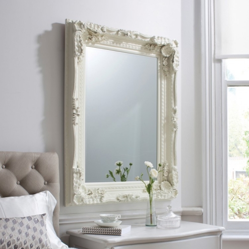 Carved Louis Mirror Cream 120 x 89