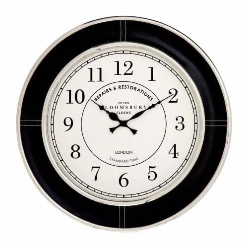 Churchill Wall Clock- Black Leather