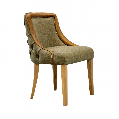 Heritage Royal Leather and Harris Tweed Dining Chair