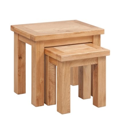 Hebden Solid Oak Nest of Two Tables
