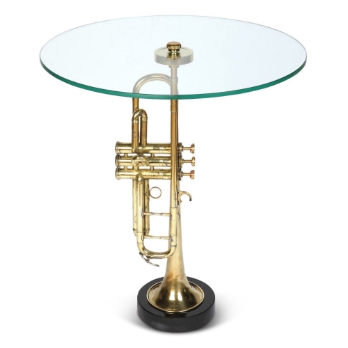 Armstrong Trumpet Glass Top Side Table