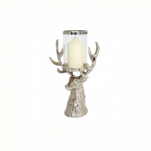 Stag Head Antler Hurricane Lantern