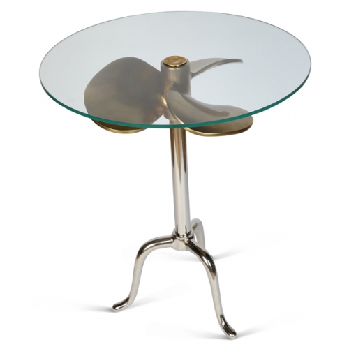 Propeller Antique Brass and Nickel Side Table