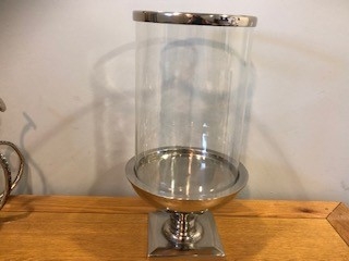 Silver and Glass Large Candle Holder