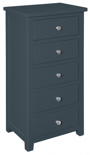 Hereford Blue 5 Drawer Narrow Chest