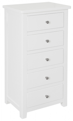 Hereford White 5 Drawer Narrow Chest