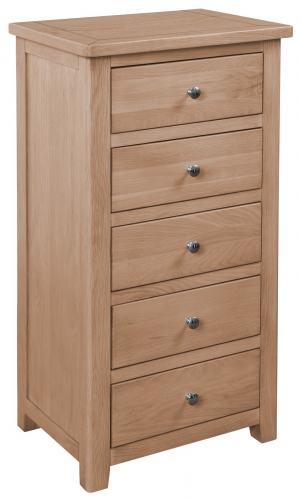 Hereford Oak 5 Drawer Tall Chest